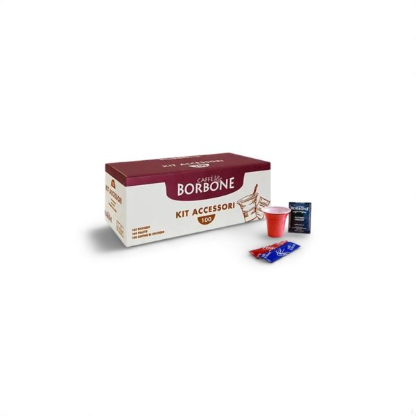 Borbone Kit 100 Bicchierini-100 Palettine-100Bustine Di Zucchero