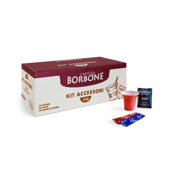 Borbone Kit 100 Bicchierini-100 Palettine-100 Zucchero