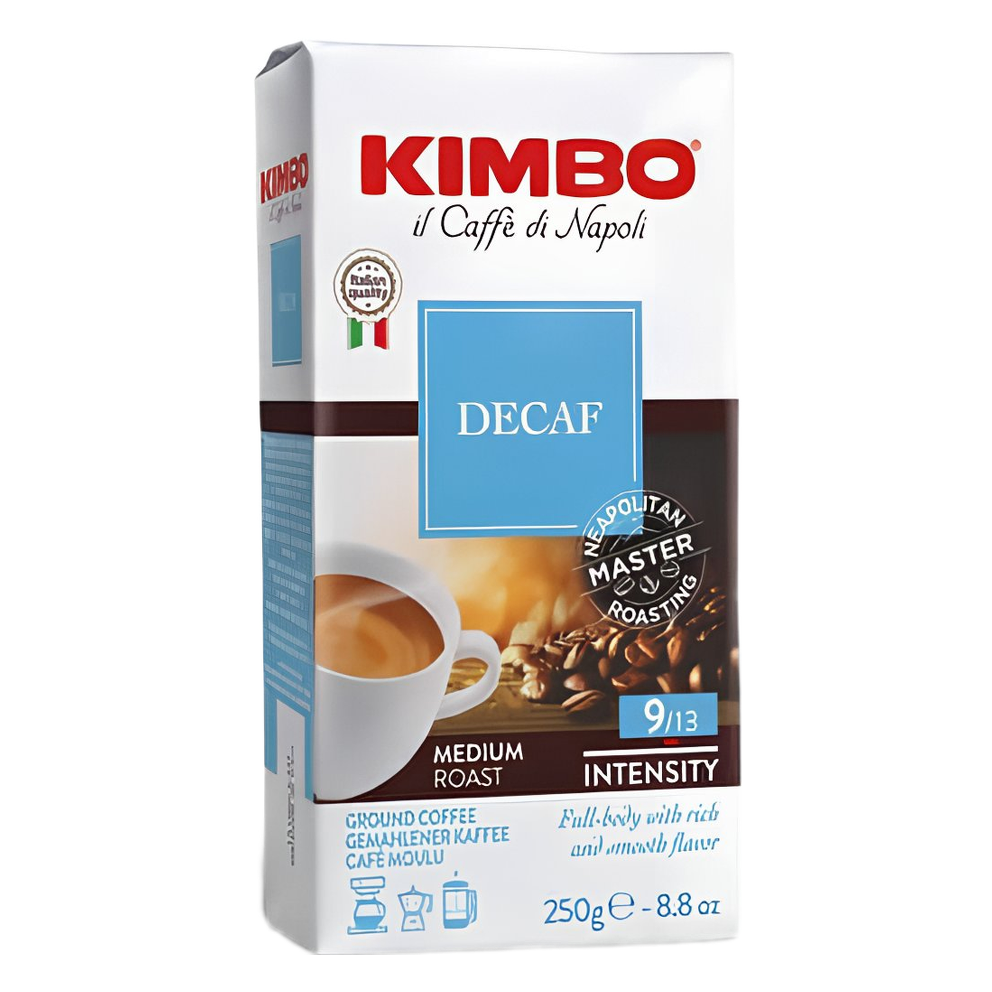 Kimbo Decaffeinato Macinato 250 Gr
