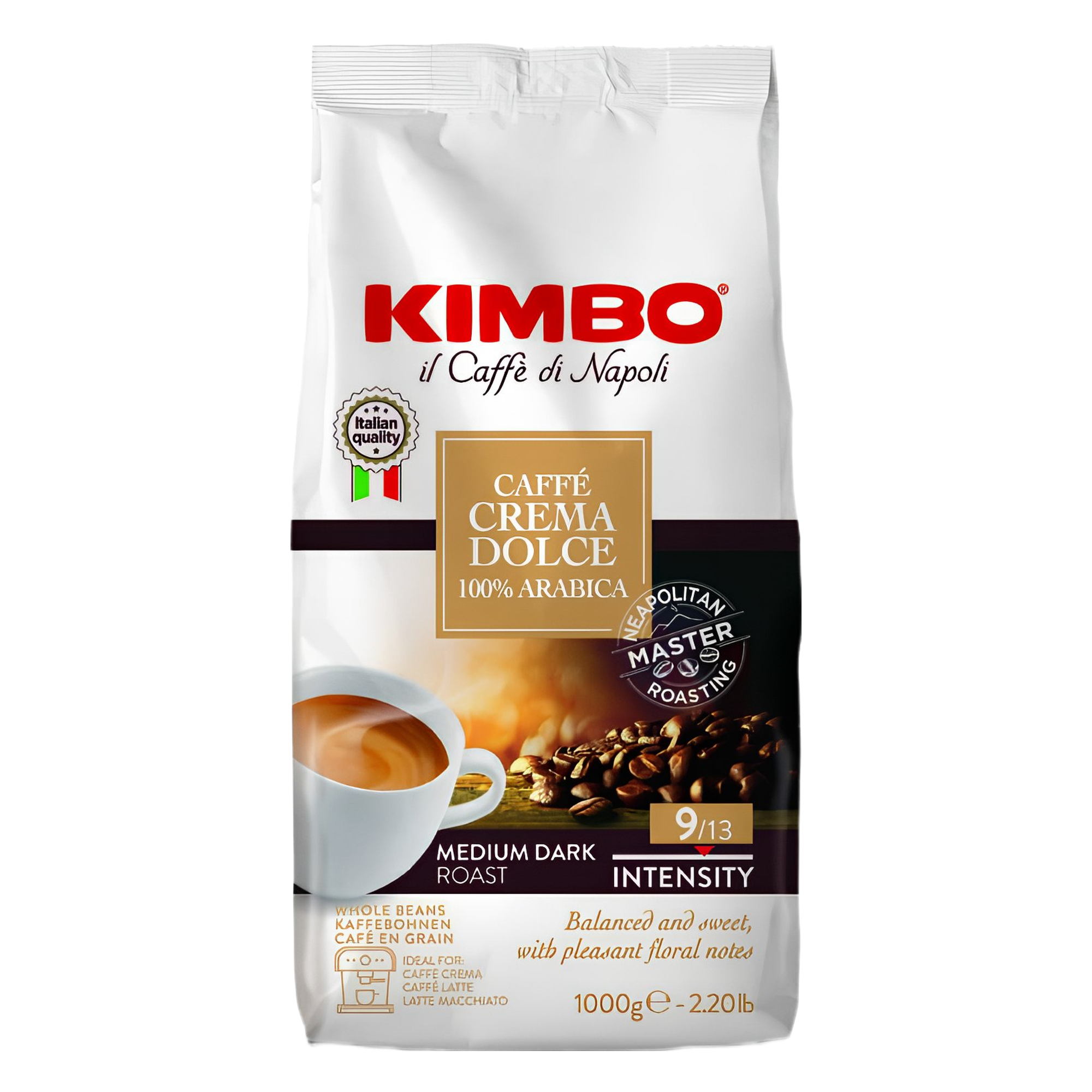 Kimbo Caffè Crema Dolce 100% Arabica In Grani 1 kg